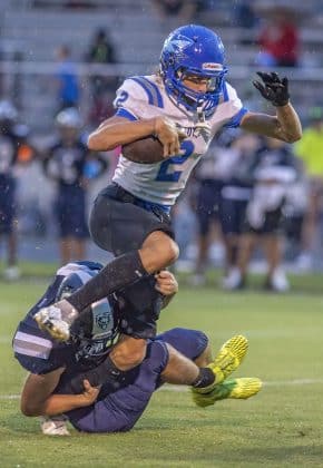 Central High, 2,Isaiah Beutler wraps up Anclote High’s ,2, Dominic Marotta in the home game with Anclote High.Photo by JOE DiCRISTOFALO