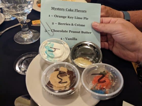 Cake samples by the mystery bakers. 2022 Men's Bake.