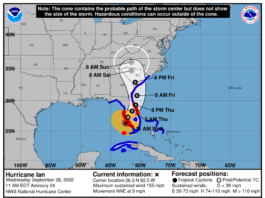 Hurricane Ian storm track, 11 AM update