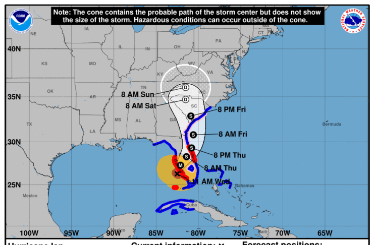 Hurricane Ian storm track, 11 AM update