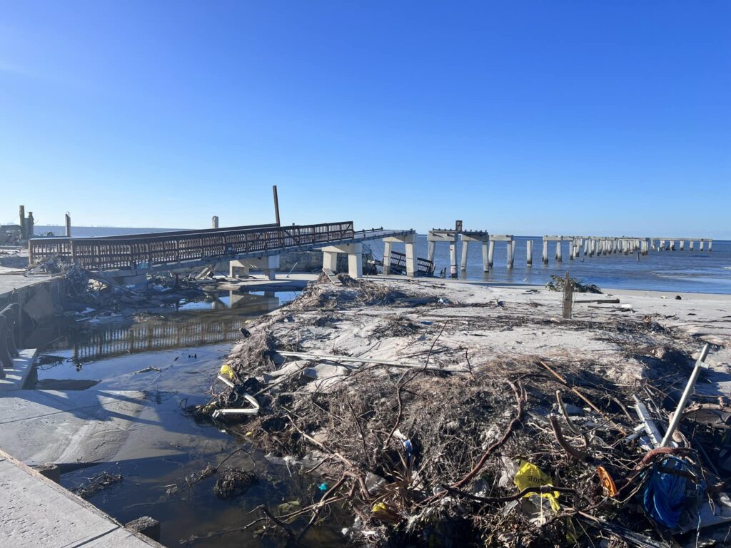 Fort Myers Beach pier. Photo via Lee County Sheriff's Office/ Facebook.