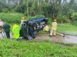 First responders prepare to extract accident victim