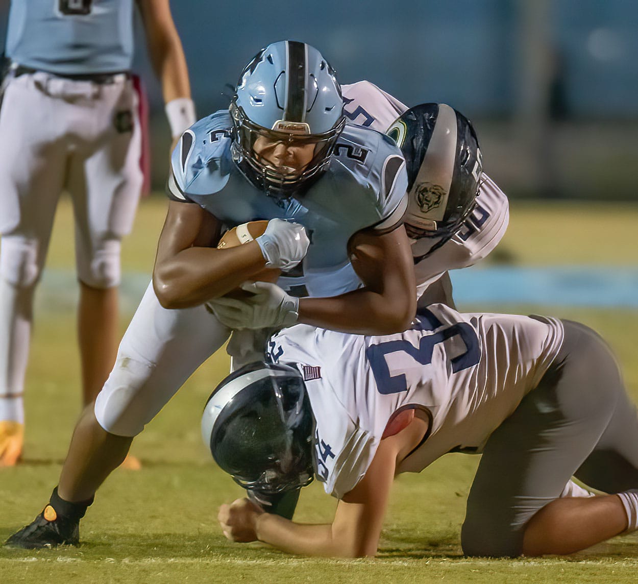 NCT running back,2, Christian Cromer powers for some tough yardage against Central High at Nature Coast. Photo by JOE DiCRISTOFALO