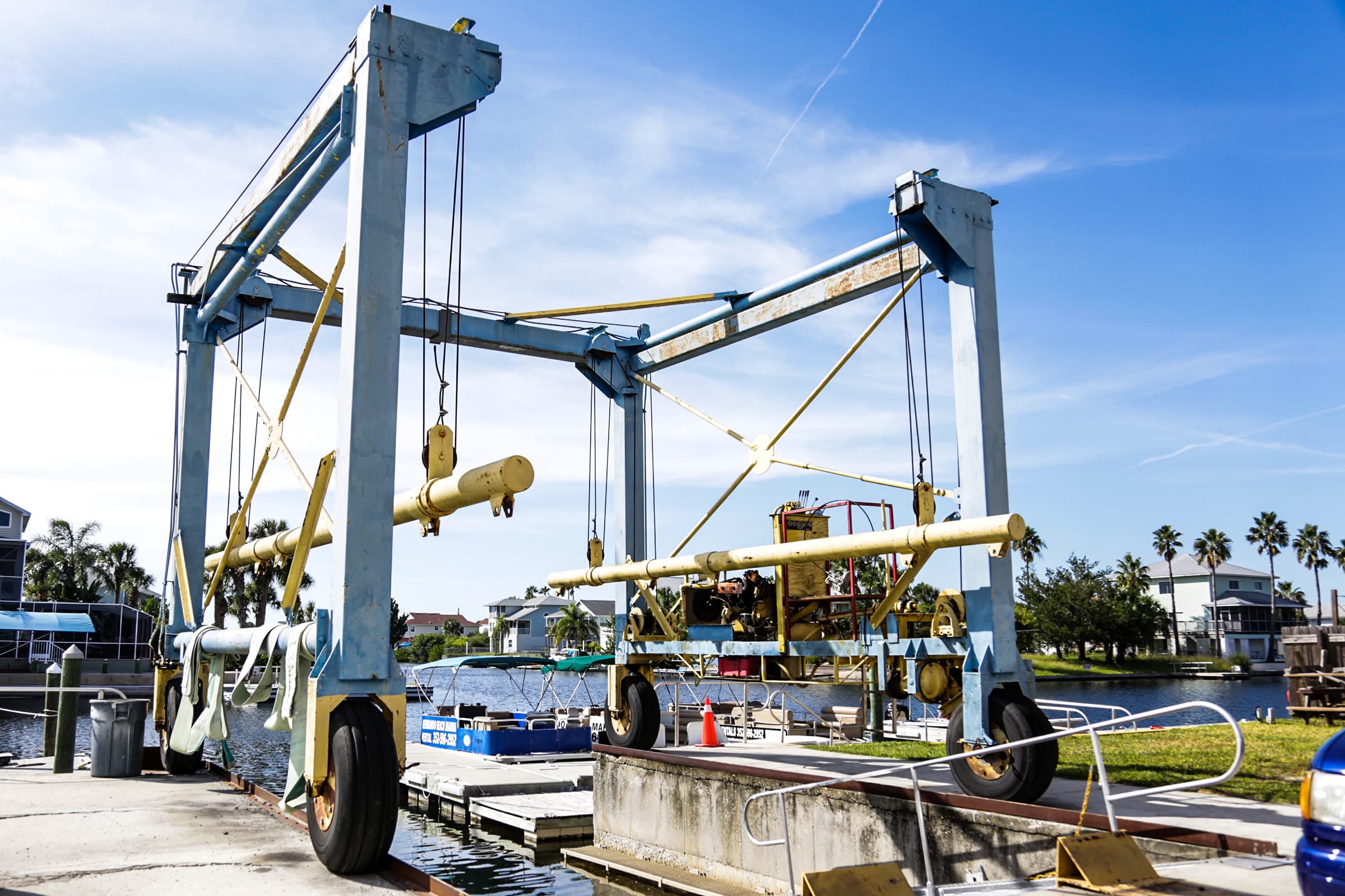 Haul Out station for removing boats from water for storage, sales or repairs at Hernando Beach Marina.