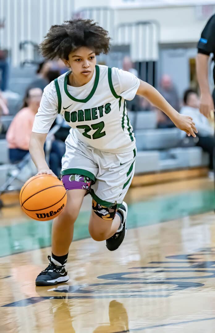 Weeki Wachee High, 22, Rayanna Coleman drives to the basket in the game against Cypress Creek Wednesday at Weekie Wachee High. Photo by JOE DiCRISTOFALO