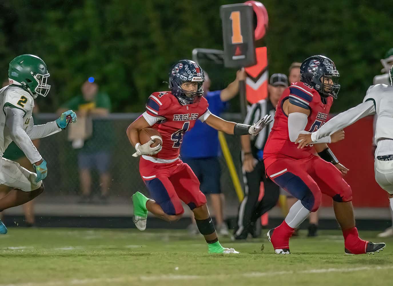Eagle running back, 4, Connor Mccazzio finds running room against the Lecanto defense. Photo by JOE DiCRISTOFALO