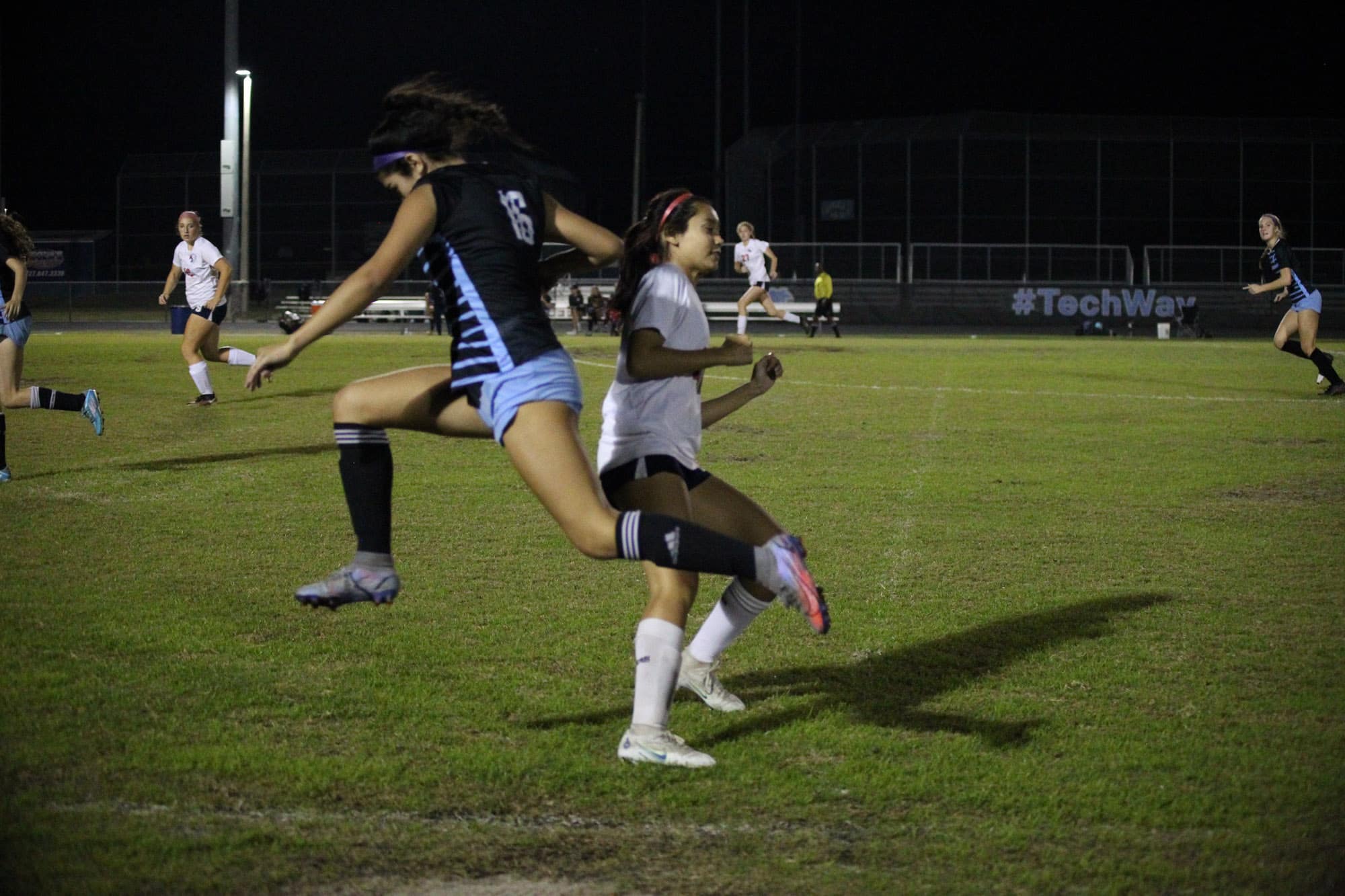 NCT vs Springstead 12/14/22 NCT No. 16 Yailen Soto LeBron leaps in the air during the game. Photo by Hanna Fox.