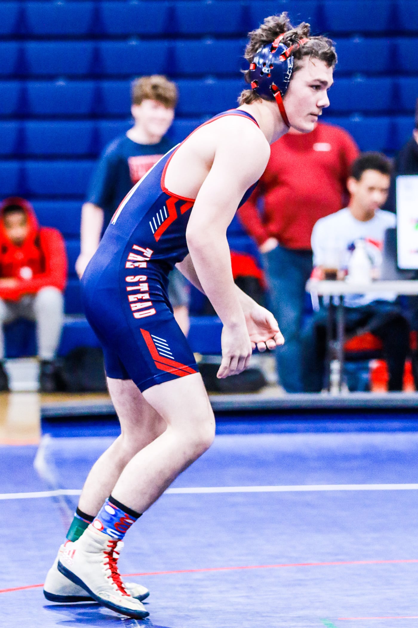 1/6/23 Friday afternoon Eagles wrestler Josh to the mat against Fivay in the District Duels. Photos by Cheryl Clanton.