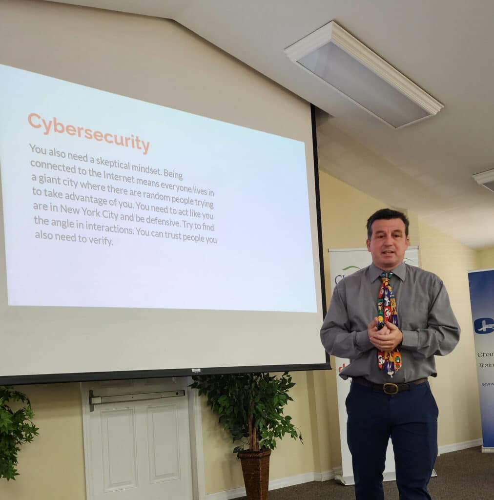 Cyber Security Specialist Rocco Maglio discusses defensive measures. Photo by Mark Stone.