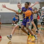 Hernando High, 3, Josiah Wright tries to maneuver around the wingspan of Weeki Wachee, 3, Aidan Smith Tuesday 1/24/23 at Weeki Wachee High. Photo by JOE DiCRISTOFALO