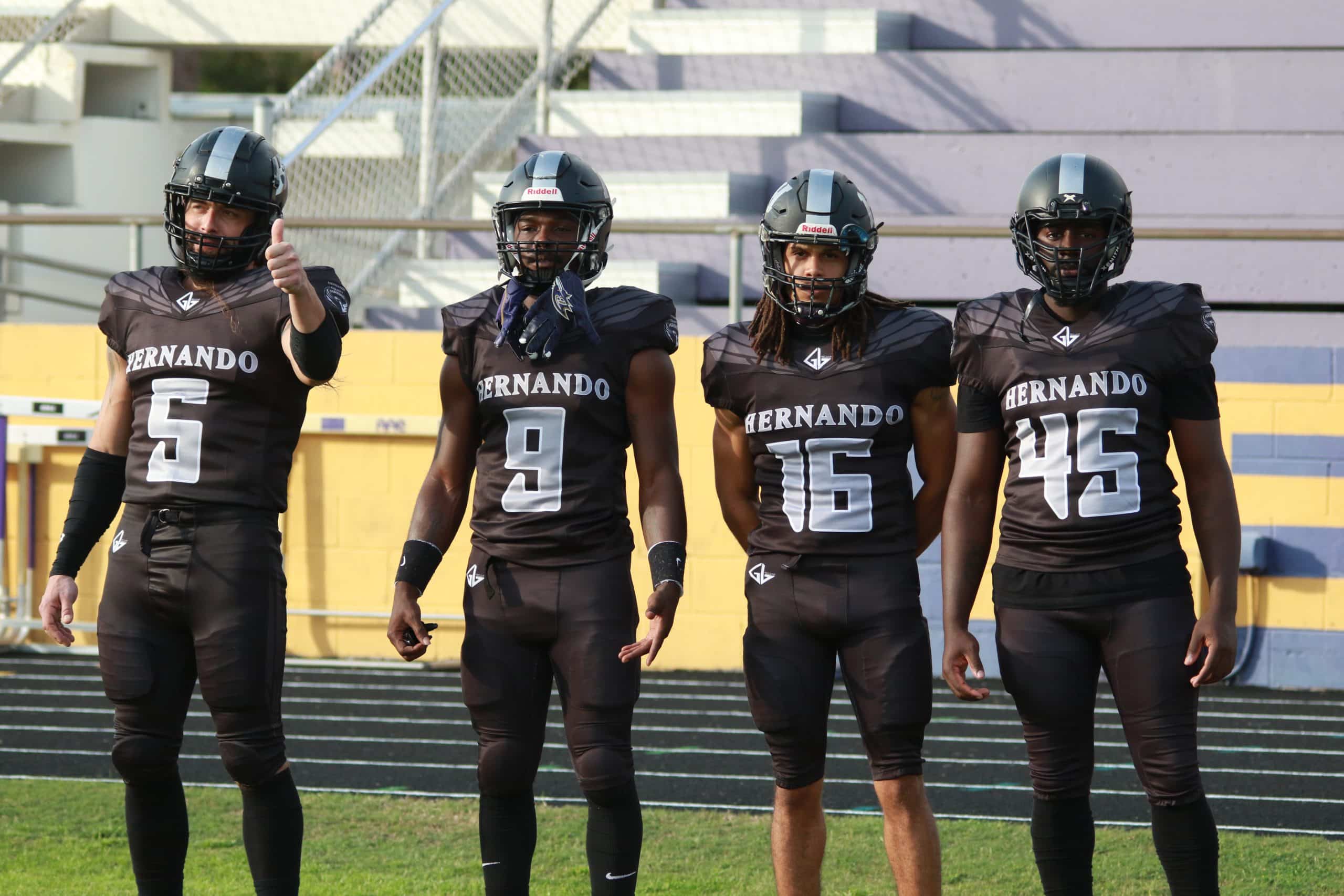 Captains for Saturday's game Reapers vs Hawks. From left to right. #5 Christopher Ferguson, #9 Kaleb Browdy, #16 Isaiah Howard and #45 Keyshawn Gaddy.