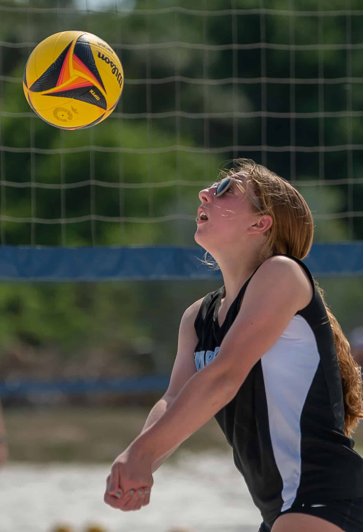 Nature Coast Tech Ava Pontrelli concentrates to keep a volley alive during a match versus Weeki Wachee Wednesday in Pasco. Photo by JOE DiCRISTOFALO