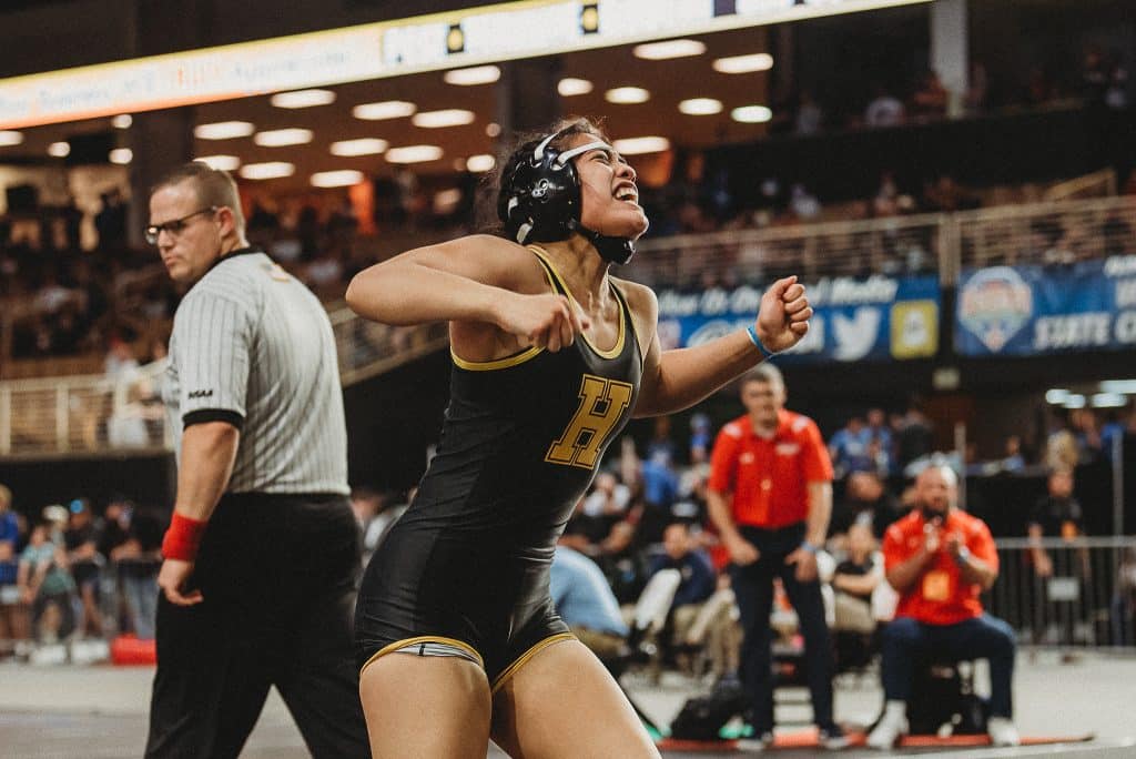 Grace Leota celebrates being first female wrestler in Hernando County history to win a State Title.