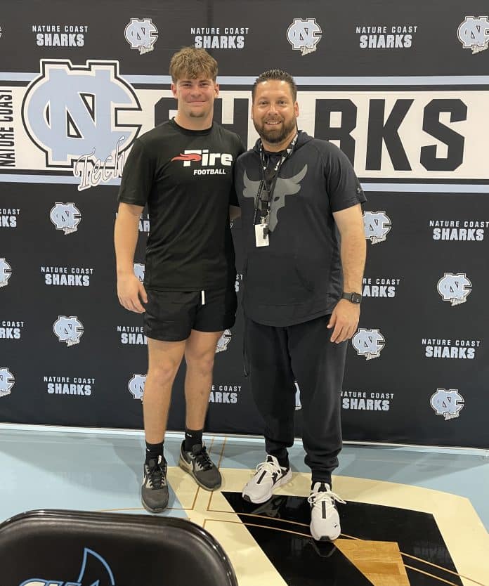 Rob Kazmier, right, tabbed as new head football coach at Nature Coast. Photo courtesy of Rob Kazmier.