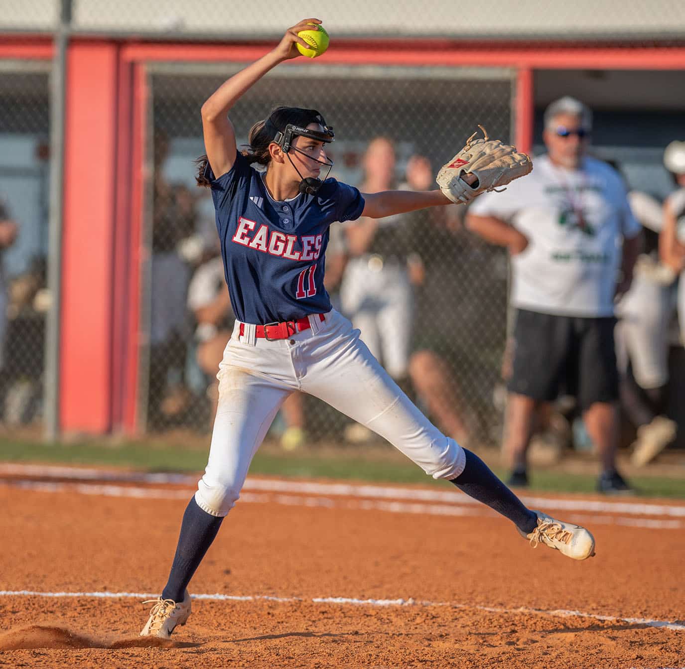 Springstead High’s Ava Miller delivers a pitch in her 6-1 win over visiting Weeki Wachee Tuesday evening. Photo by JOE DiCRISTOFALO﻿