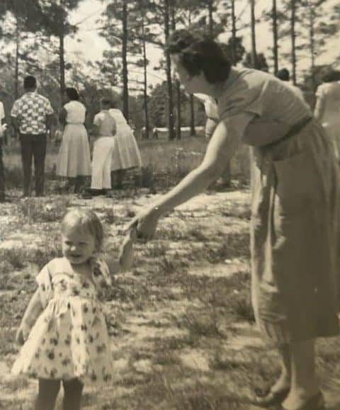 Here I am at my very first Community Hall egg hunt in Masaryktown. Judy and Mom, Margaret-Easter 1953.