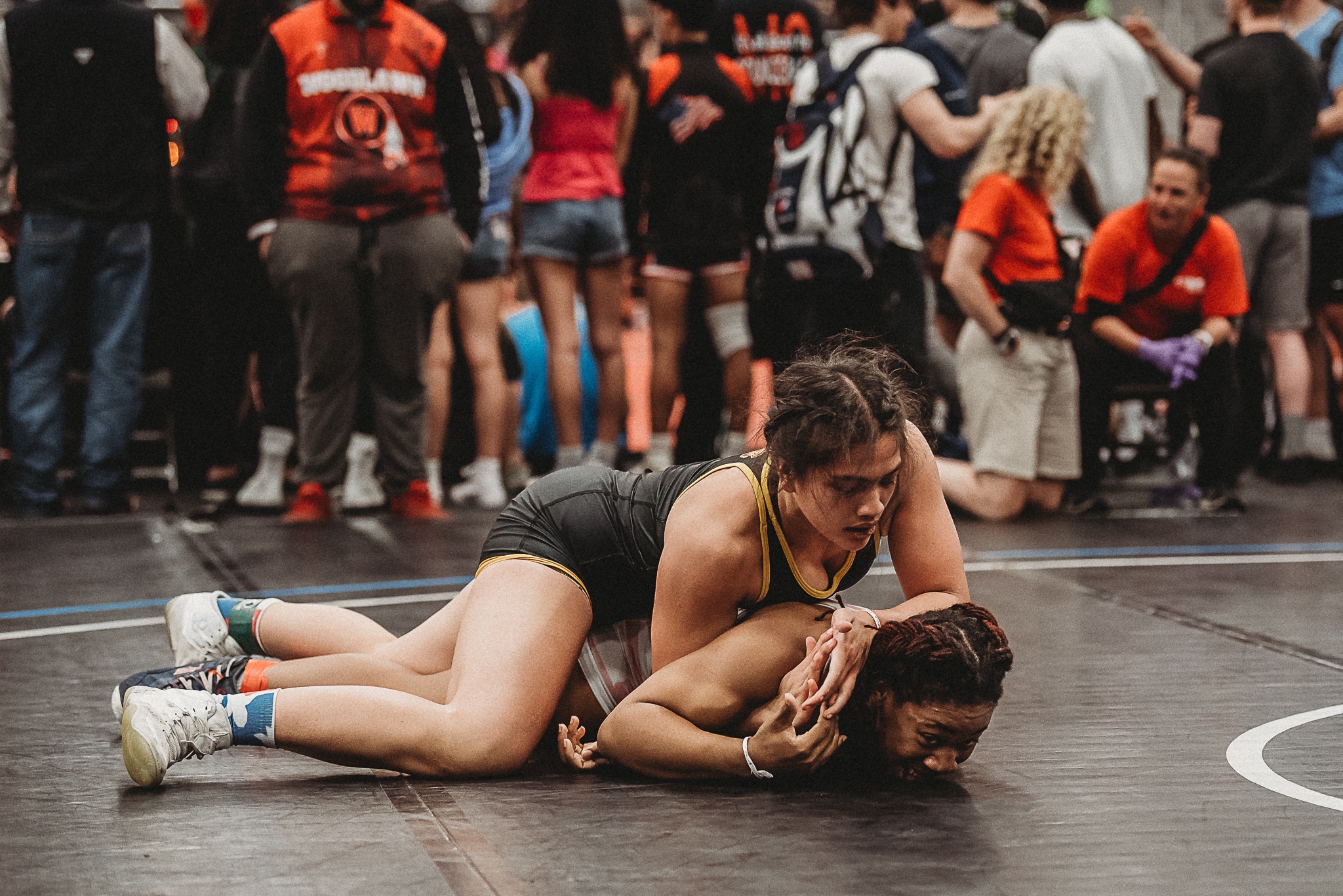 Grace Leota looking to turn her opponent at the 2023 High School National Championship in Virginia Beach, VA.