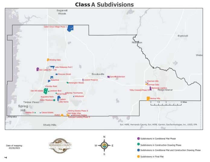 Class A Subdivisions underway in Hernando County.