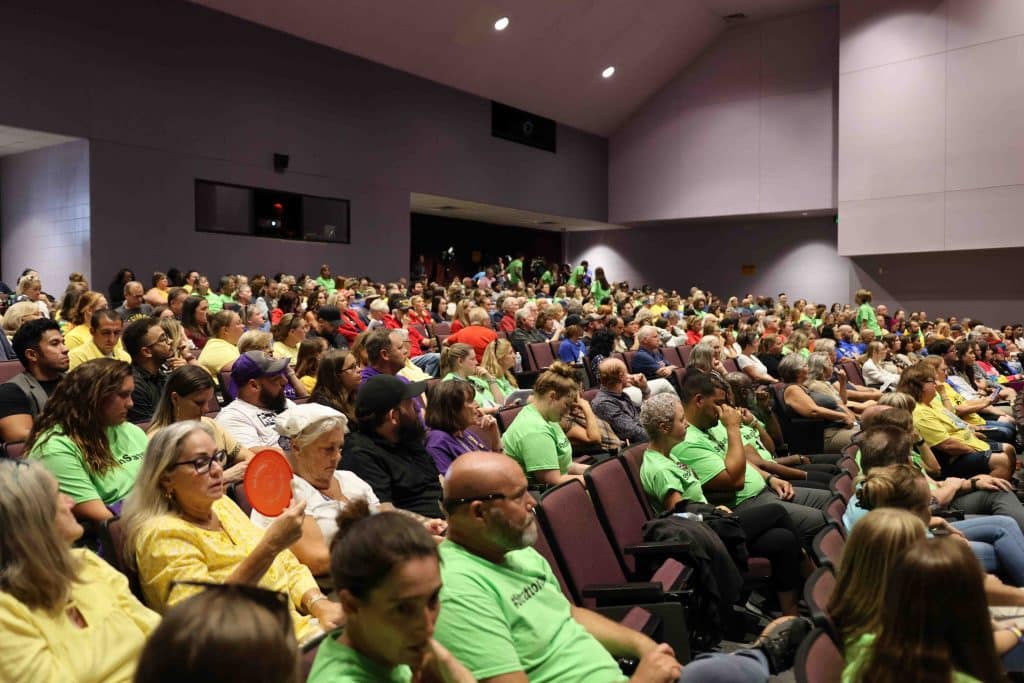 A capacity crowd fills the Hernando High School auditorium. Photo by Mark Stone.