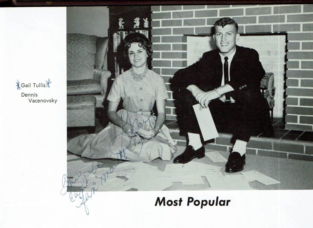 HHS Yearbook 1962, Dennis Vacenovsky voted most popular among his classmates.