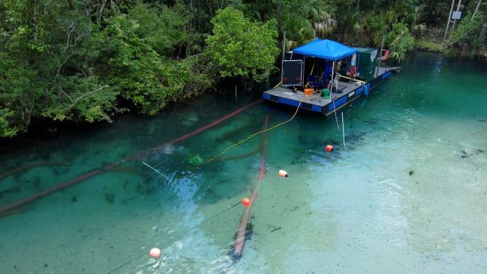 A dredge barge in the current work area. Photo: SFWMD.