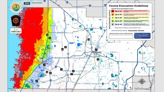 Hernando County evacuation map