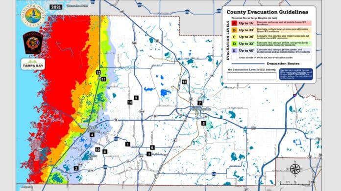 Hernando County evacuation map
