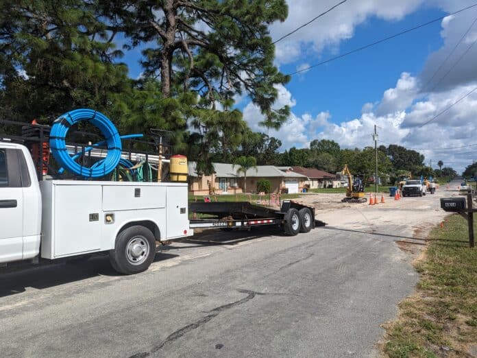 Utilities crew works to repair burst water line Sept. 7, 2023- Keysville and Northcliffe