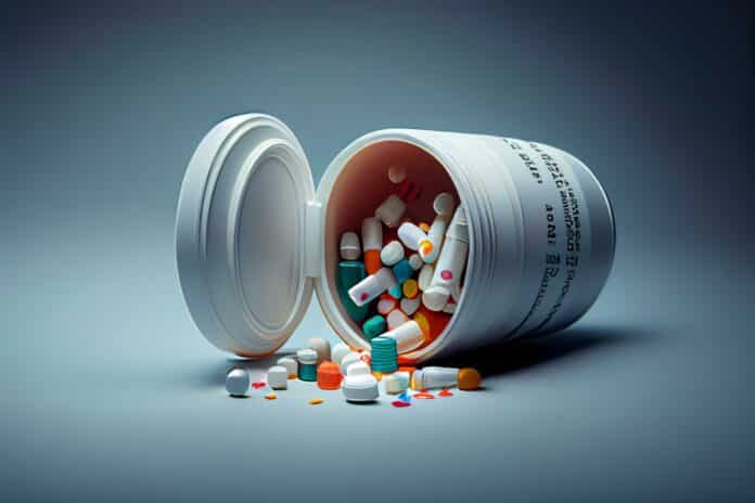 medicine bottle, pills