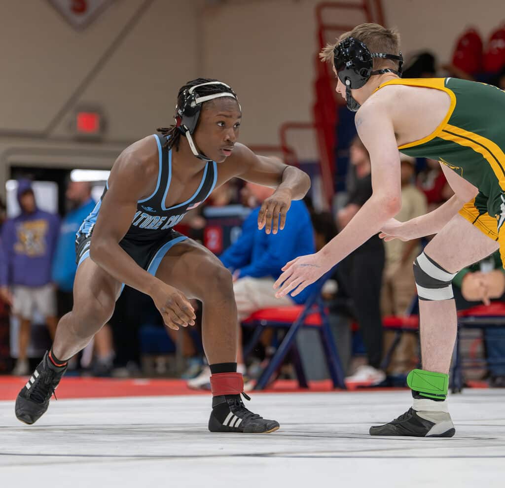 Nature Coast Kahleal Henry bested Lecanto High’s Sawyer Williams by Fall @6:29 in the 138 pound bracket during the Corey Hill Memorial Invite at Springstead High.