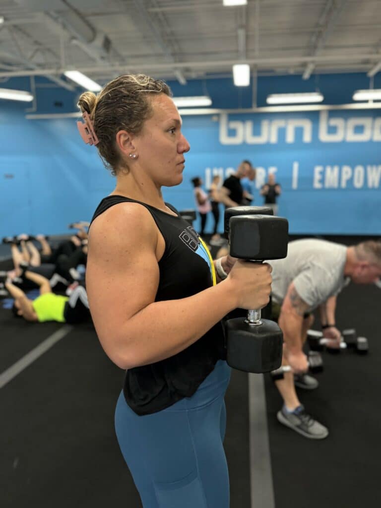 Ali Puff works out at Burn Boot Camp. [Credit: Autumn Daly]