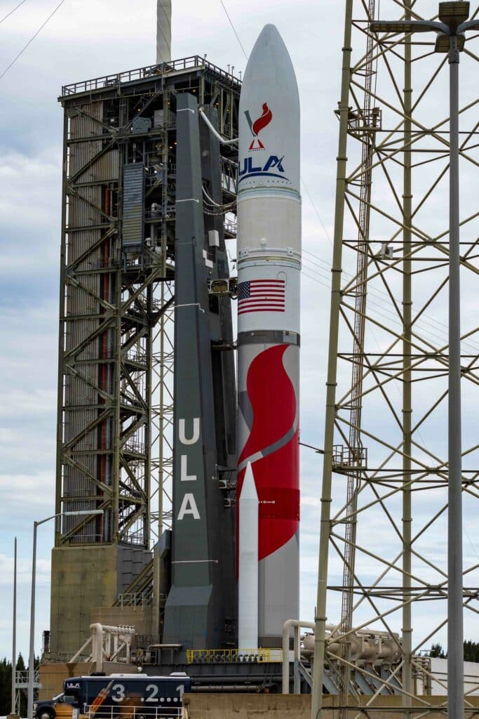 ULA’s Vulcan Centaur rocket sits before it’s flight to the moon. Photo: Mark Stone/FMN