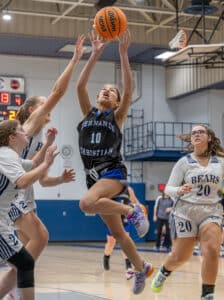 Hernando Christian Academy, 10, Neaya Richardson tries for a layup against Central High Friday night in Brooksville. Photo by Joe DiCristofalo