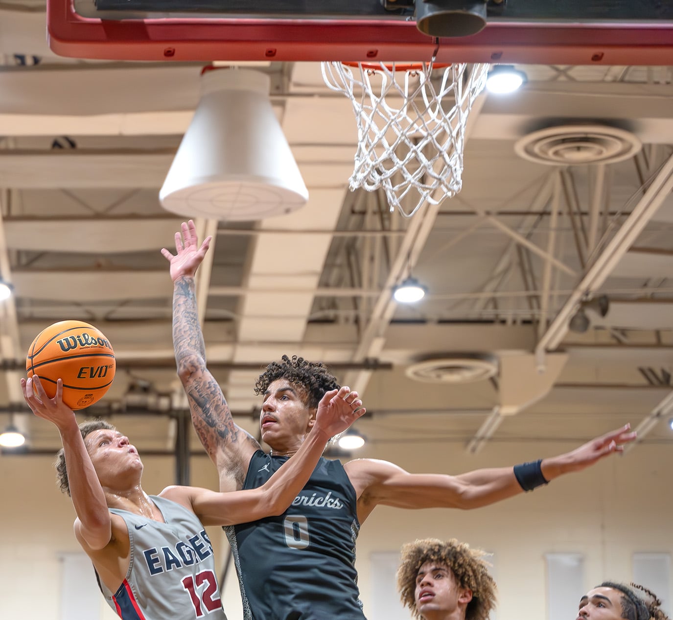 Springstead High’s, 12, Austin Nicholson shoot while guarded by Archbishop McCarthy’s, 0, Guy Twitty in the semifinal match at the Glory Days Greg O’Connell Holiday Shootout. Photo by Joe DiCristofalo