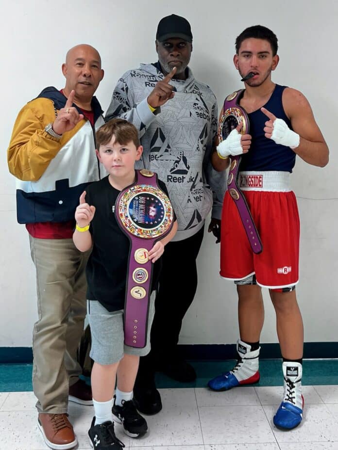 From left to right: Coach Bruce, Max Hebson, Coach Jackie Wilson and Justin Concepcion. [Courtesy Photo]