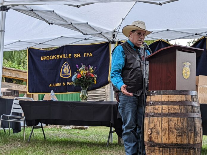 Rick Ahrens speaks during the 2022 Brooksville Sr. FFA Awards Night. [Credit: J. Maglio]