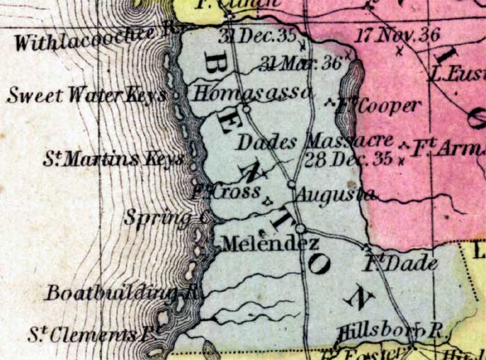 This detail of a 1850 map from the New Universal Atlas shows towns, forts, roads, canals, major rivers and lakes in Benton County. [Credit: Courtesy the private collection of Roy Winkelman]