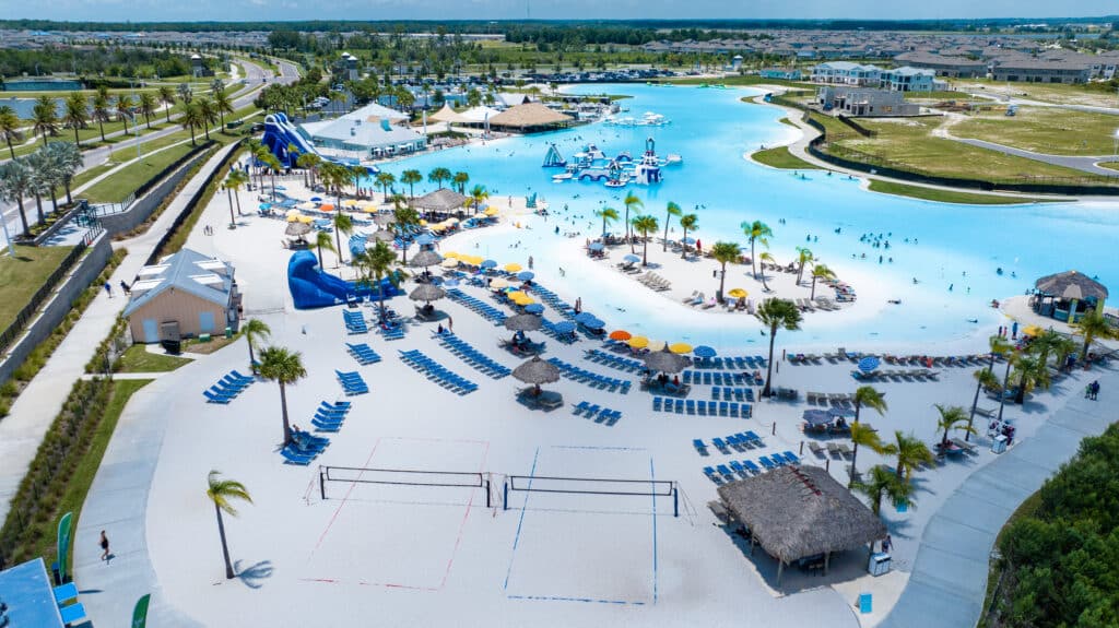 Future Lake Hideaway residents will have access to resort-style amenities that Metro is known for, like this lagoon at their Epperson lagoon community in Wesley Chapel. [Credit: Tyler Johnston of Cole Media Productions]