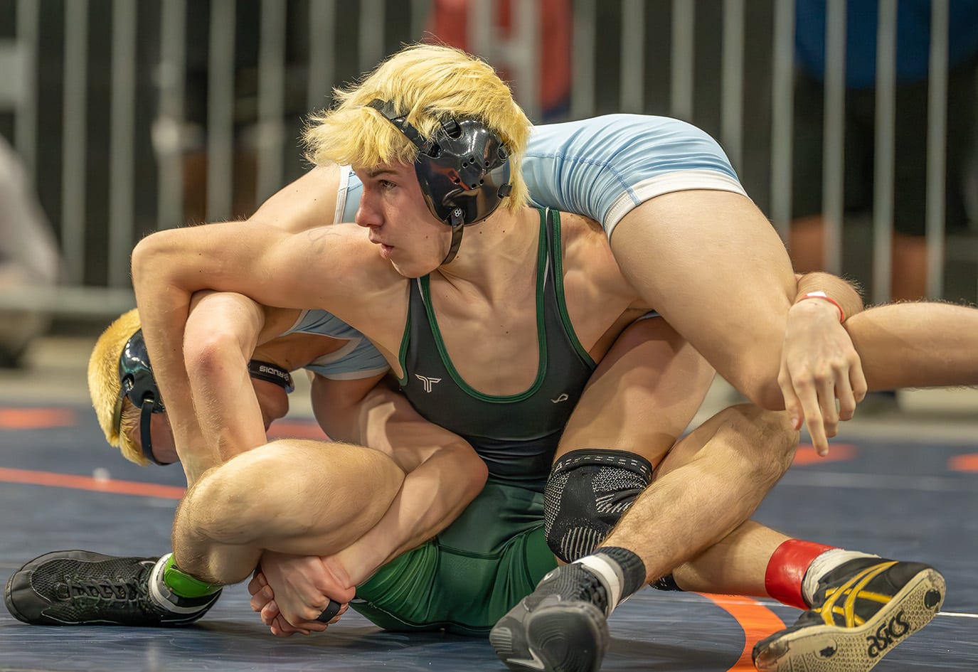 Weeki Wachee 106 pound , Nick Guy tangled with Kevin McLean from St. Johns Country Day in the first round of the FHSAA State Championships in Kissimmee, Guy lost 9-3. [Photo by Joe DiCristofalo]