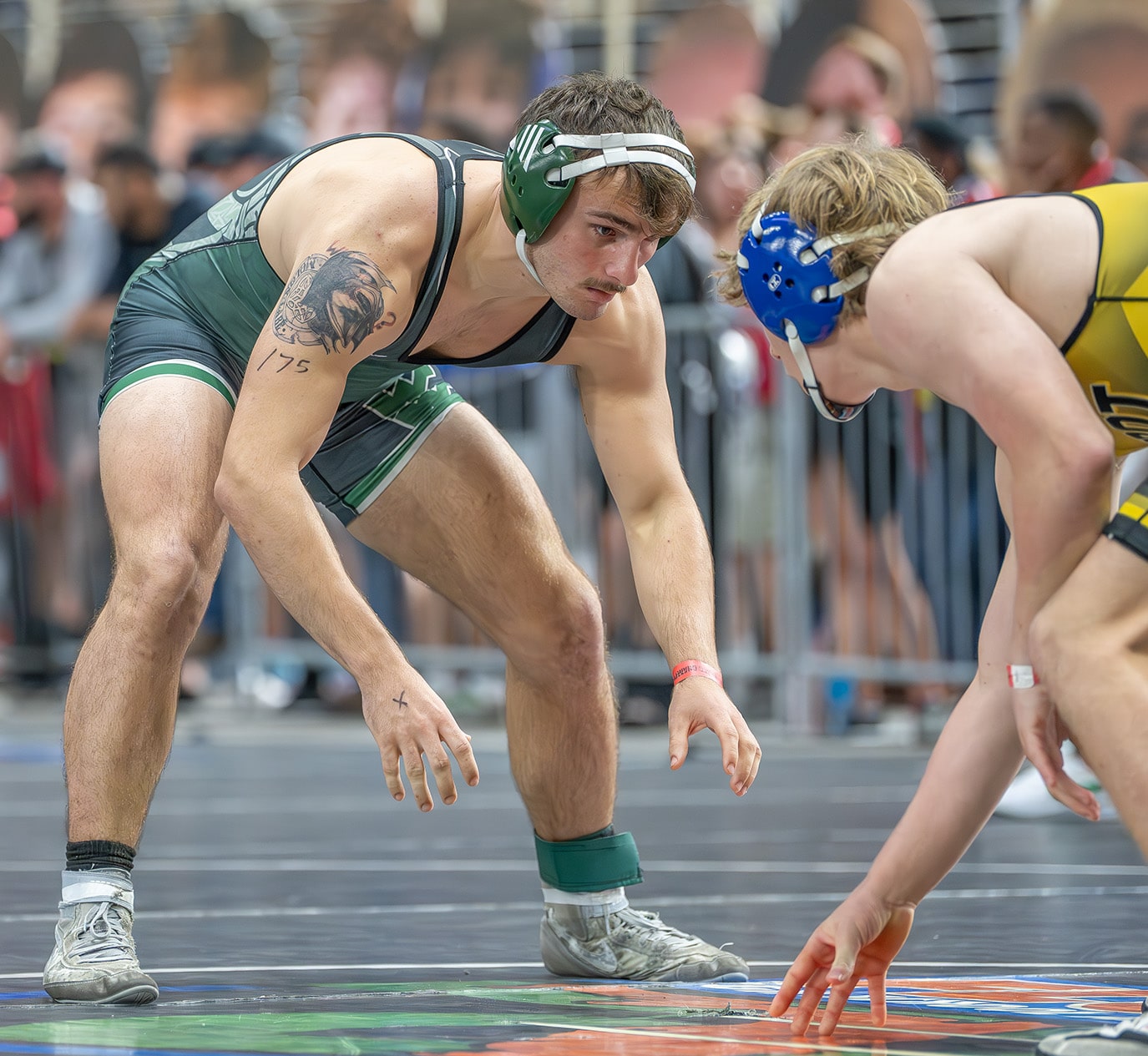 Weeki Wachee 170 pound competitor Jordan Sandro lost to Bennett Sweitzer of Bishop Verot by fall at 1:43 in the first round of the FHSAA State Championships in Kissimmee. [Photo by Joe DiCristofalo]