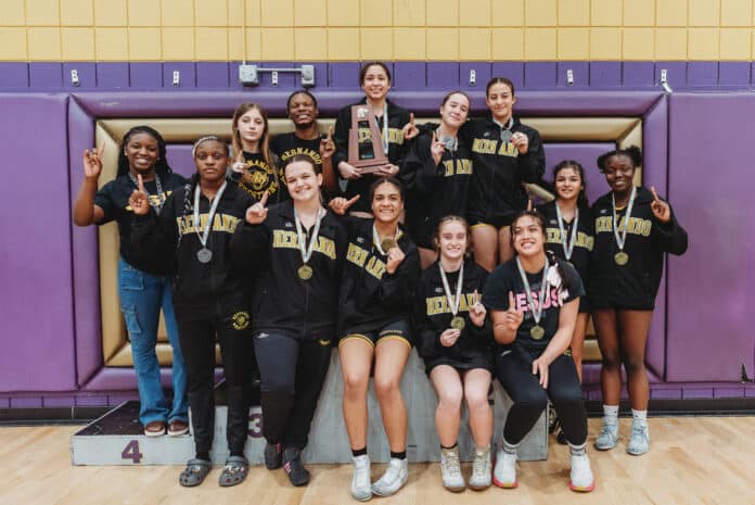 Lady Leopards win third straight district title. [Photo by Cynthia Leota]