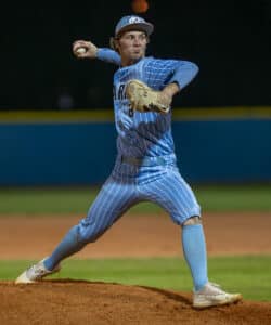 Nature Coast Tech, 8, Sean Keegan faced cross town rival Springstead Tuesday. [Photo by Joe DiCristofalo]