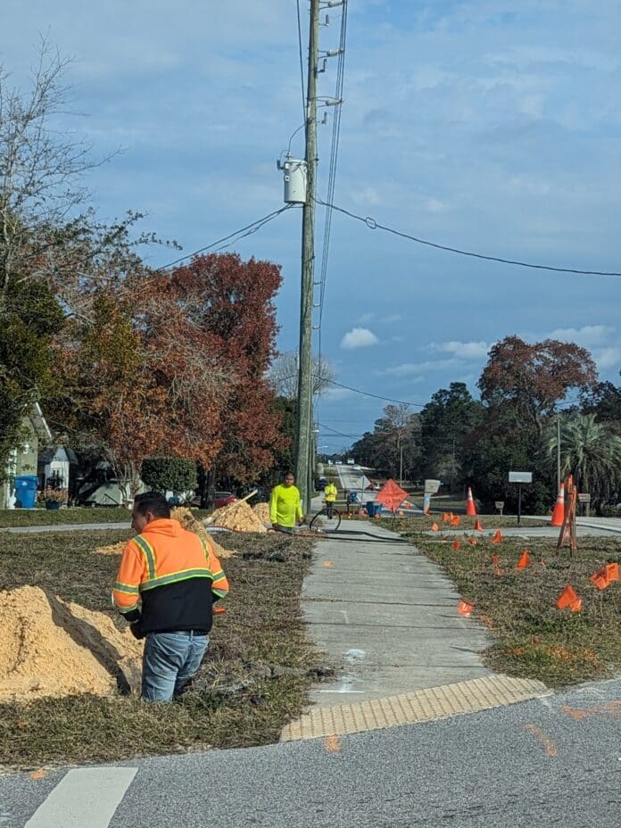 Fiber optic cable getting installed on Linden and Augustine.