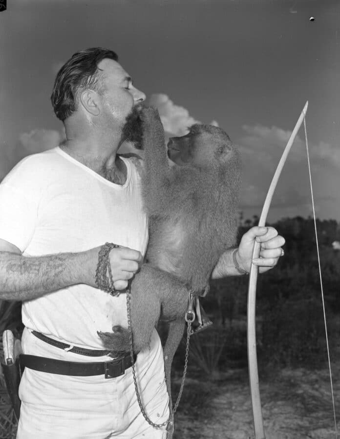 Al Zaebst with baboon Fanny