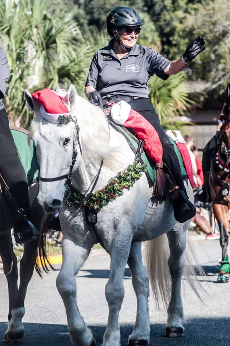 Mounted Patrol horse and rider at the 2023 Christmas Parade. [Credit: Cheryl Clanton]