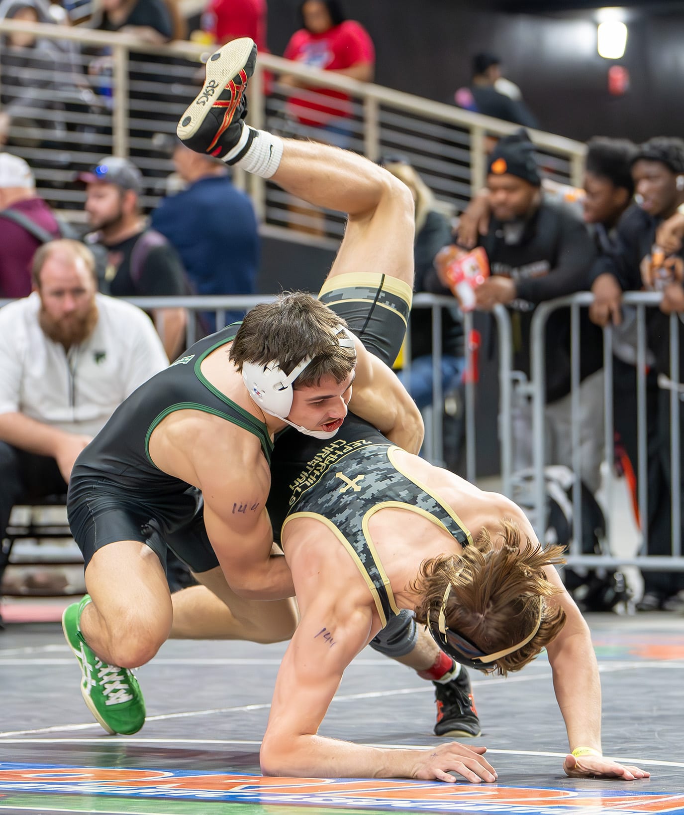 Weeki Wachee High 144 pound Ricky Bowermaster needed defeated Talon Maple from Zephyr Hills Christian by Fall at 3:41 at the 2024 FHSAA State Championship in Kissimmee. [Photo by Joe DiCristofalo]