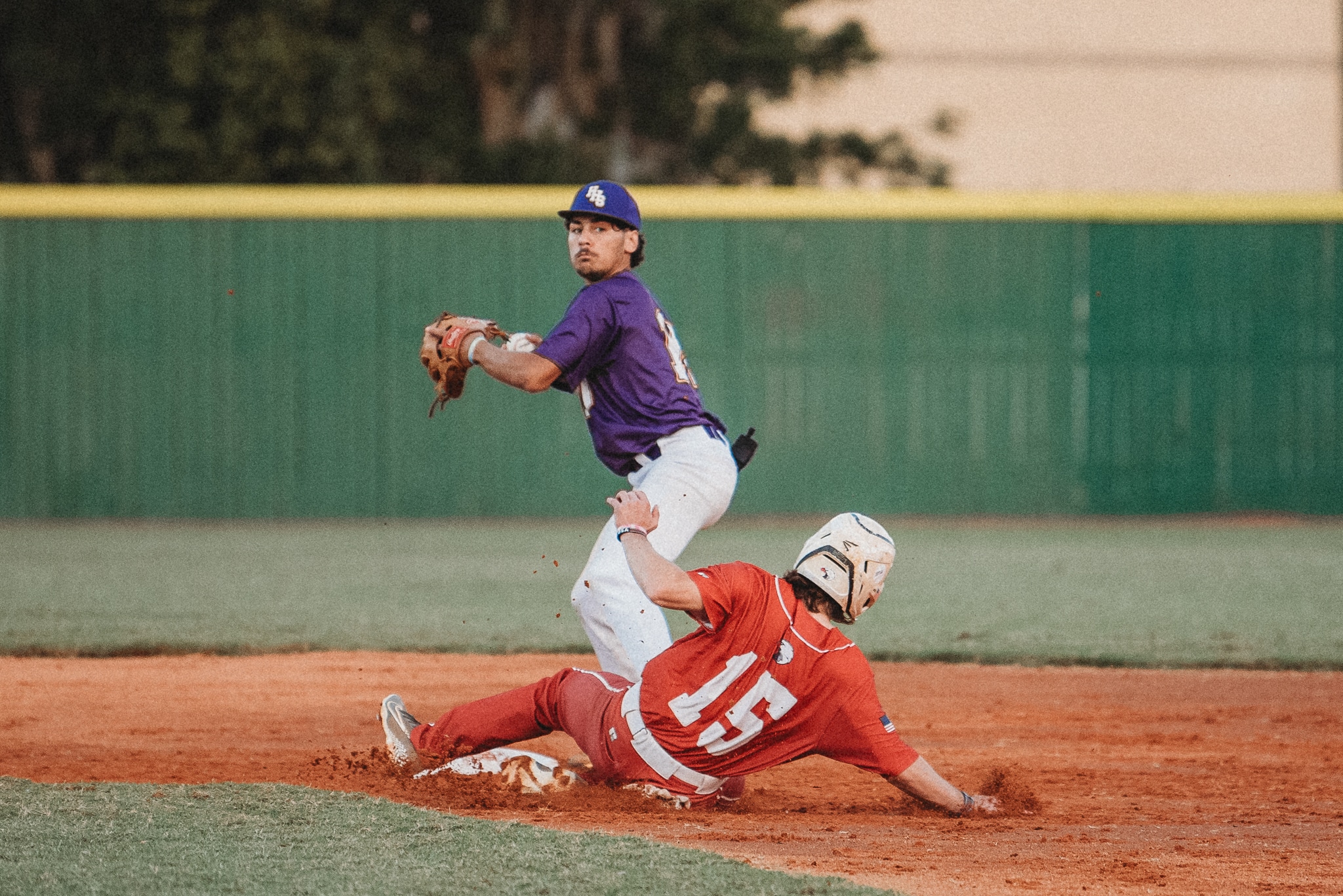 Springstead’s Elijah Sayre (Sr) slides into second base. [Photo by Cynthia Leota]