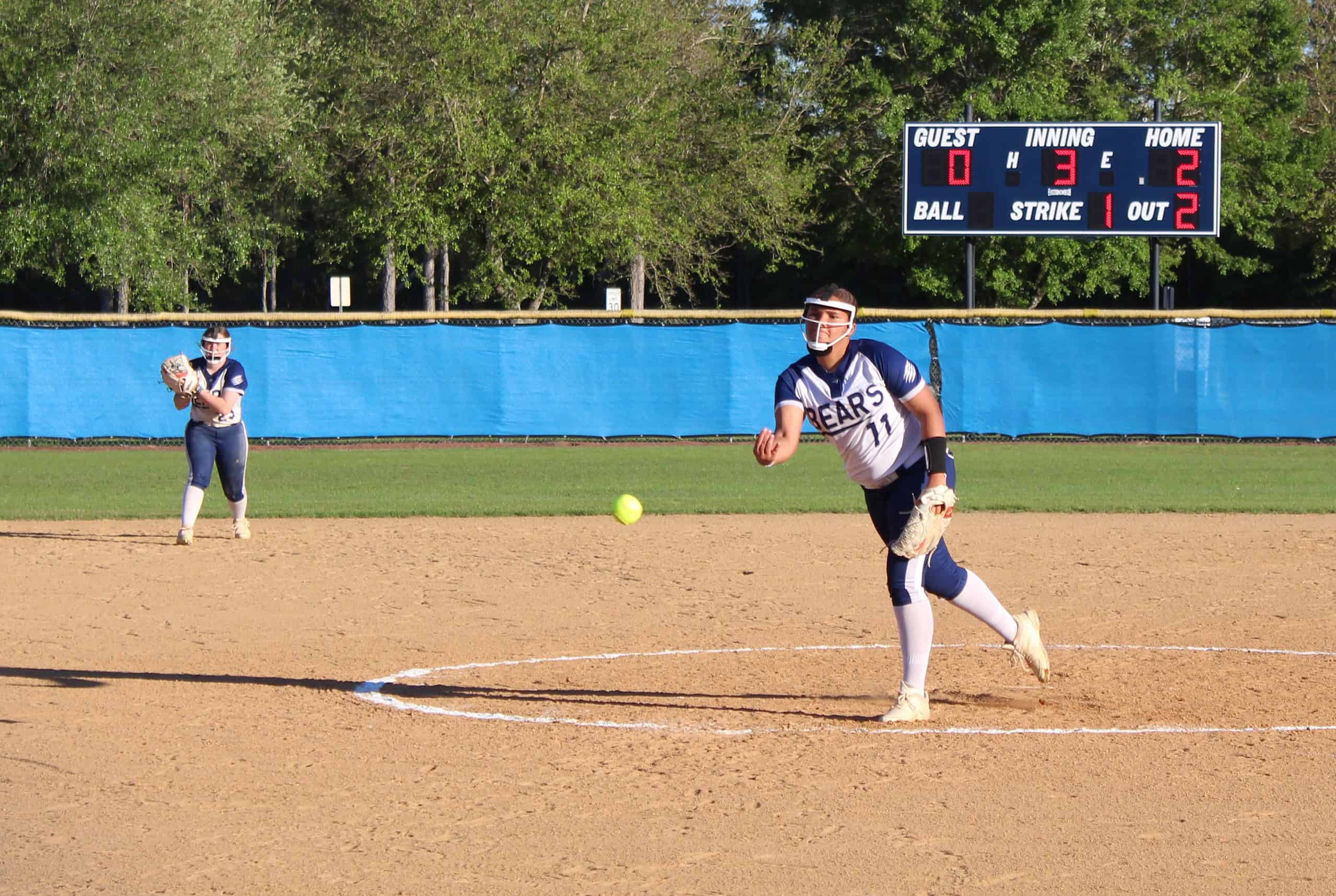 Bears Sophomore Pitcher Jaida Childs, 11, throws out a pitch during Wednesday's softball match between Weeki Wachee and Central. [Photo by Austyn Szempruch]