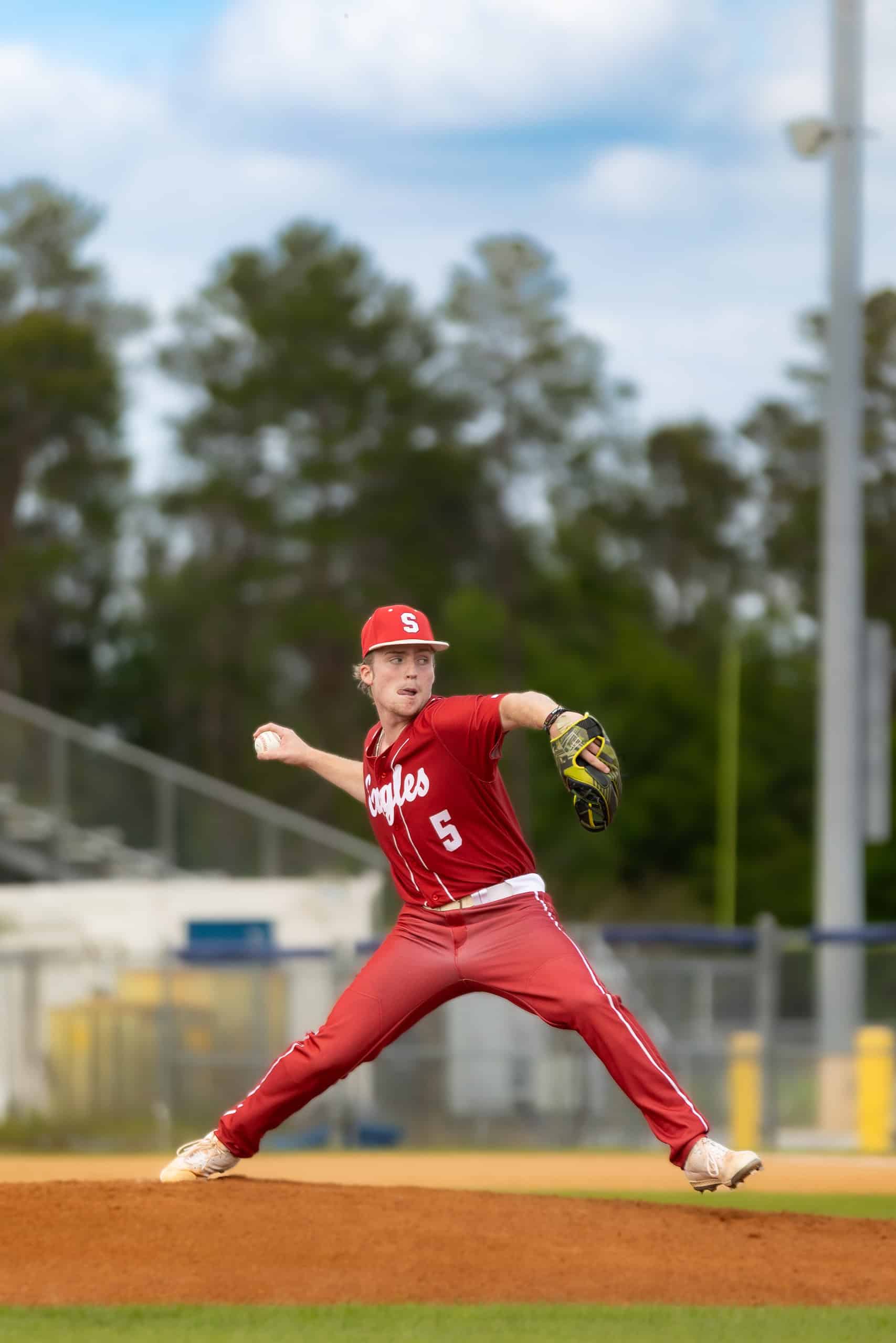 Springstead, 5, Joey Rief throws out a pitch during the Farm Bureau Invitation Tournament match. [Photo by Kelsie Johnson]
