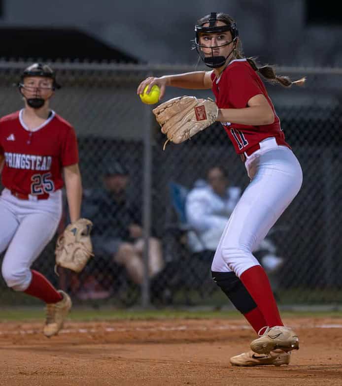 Springstead freshman pitcher Alivia Miller fanned eight batters and along with catcher Rachel Rivera, helped lead the Eagles to a narrow 7-5 victory over Nature Coast.